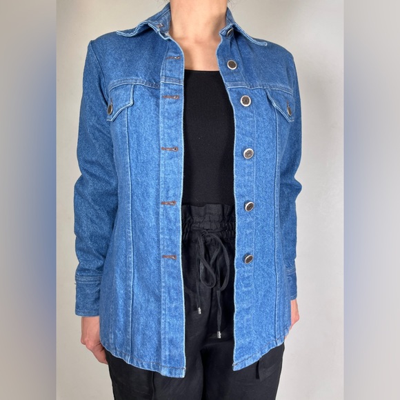 STEVE MADDEN Denim Jean Shirt Jacket 3/4 - Picture 6 of 14